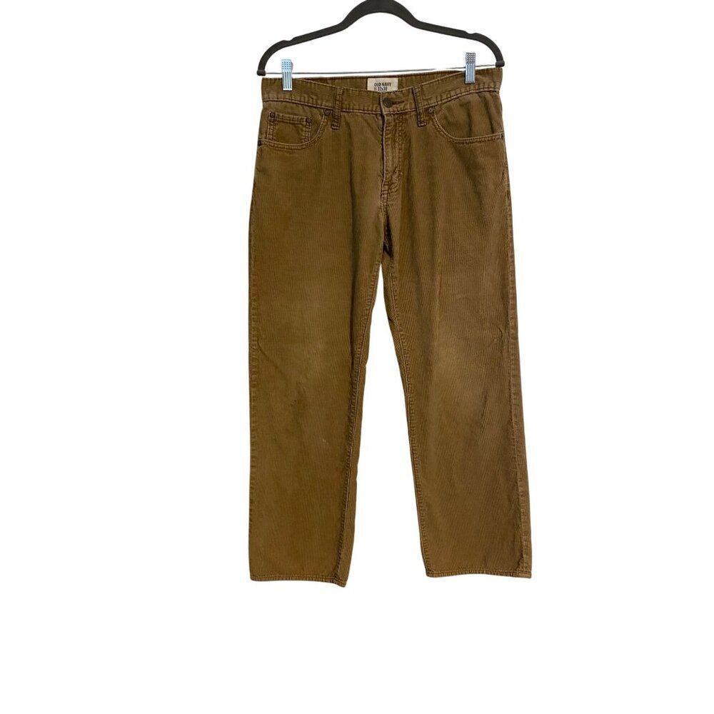 Old Navy Men's Tan Corduroy Pants 32x30 100% Cotton Casual Straight Fit Y2K